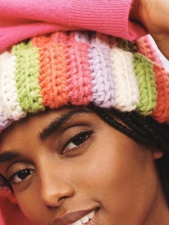NWT Anthropologie Chunky Stripe Beanie